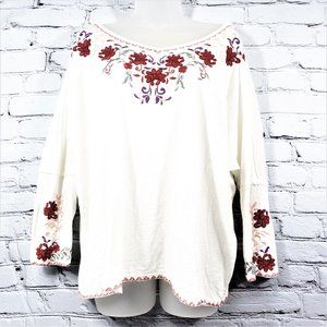 Sundance Embroidered Tunic Top Cream Size Large